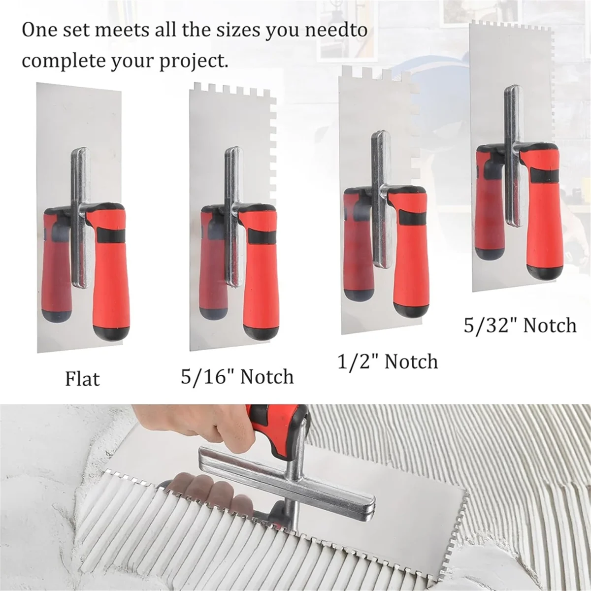 

A002 4- шт. инструменты для плитки, набор шпателей с квадратным зубцом из нержавеющей стали, ручной набор для каменной кладки для установки плитки на стене и пола