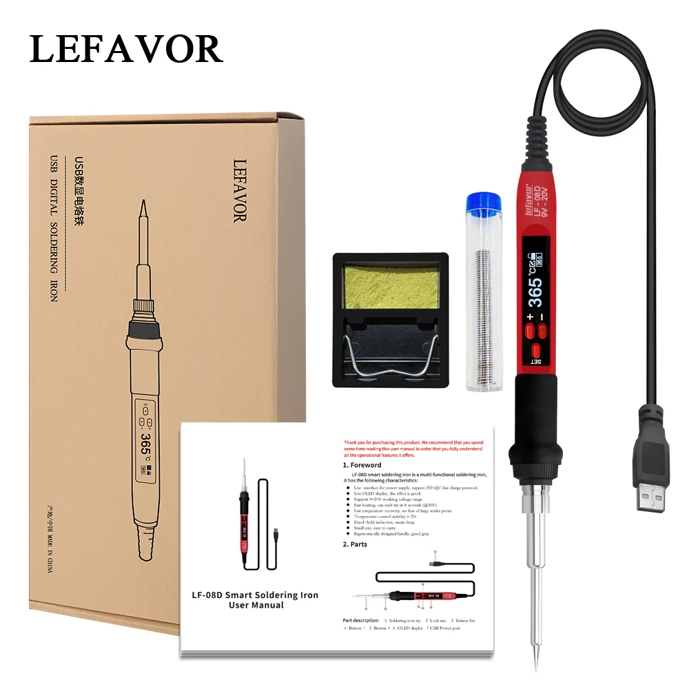 65W USB digital soldering iron Mini Electric Soldering Iron Station Adjustable Temperature Mult Outdoor DIY Soldering tool