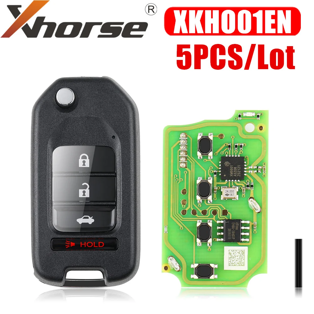 Xhorse XKHO01EN Universal Remote Key Fob 3+1 Button for H-onda Type English Version 5pcs/Lot