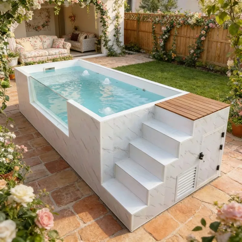 Luxury Landscape Container Swimming Pool Custom Lighting Water Feature Design Integrated Garden Landscape Outdoor Prefab Swim