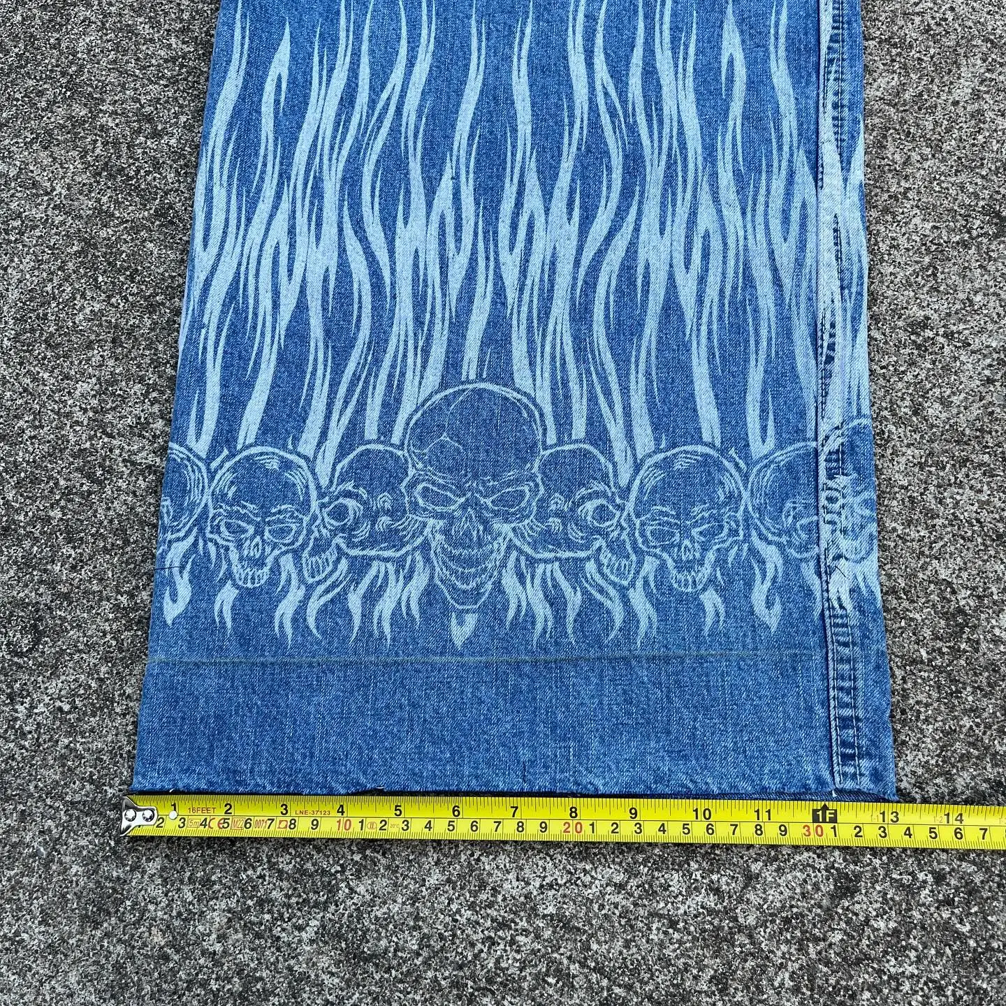 JNCO-Jeans de perna larga caveira masculina, Y2K, Harajuku, Hip Hop, calças jeans, calças largas casuais, novas streetwear, transporte da gota, venda quente