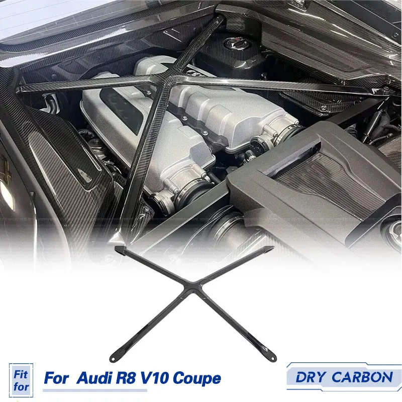 Car Front Inner Engine Bonnet X Brace Prepreg Dry Carbon for Audi R8 V10 Coupe 2022 2023 Racing Modified Bay Strut Balance Bar