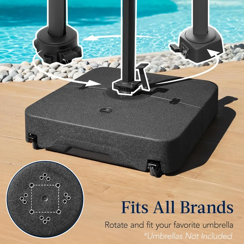 

330lb Mobile Cantilever Offset Patio Umbrella Base, Universal Fit Heavy-Duty Outdoor Portable Stand W/Wheels Locks, Customized