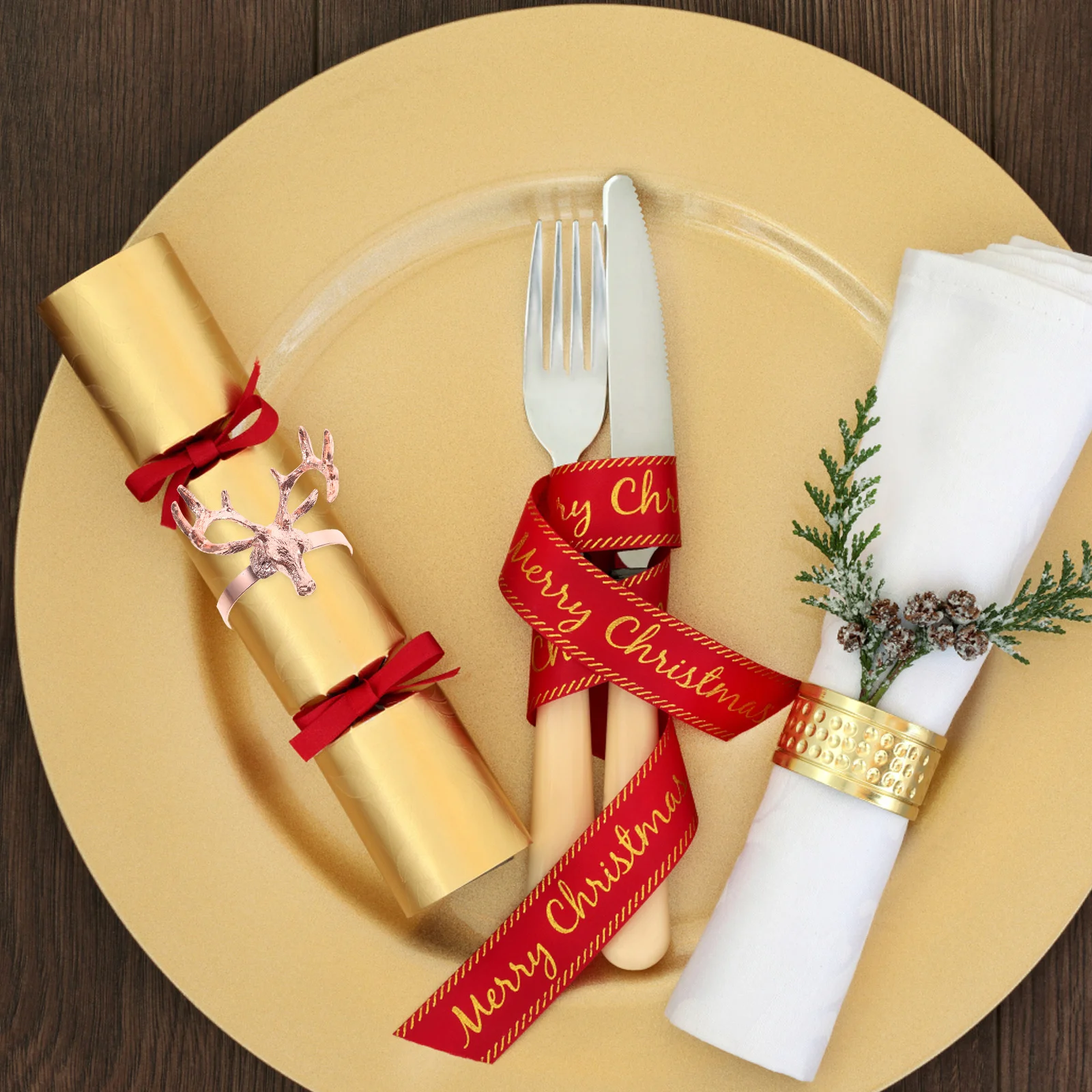 

Christmas Elk Napkin Rings 3D Reindeer Head Festive Table Decor Holiday Wedding Dinner Party Serviette Holders