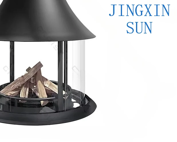 CRUISE Warming Transparent Glass Floating Stove 900mm Suspended Hanging Wood Burning Fireplace Iron Plate With 1000mm Diameter