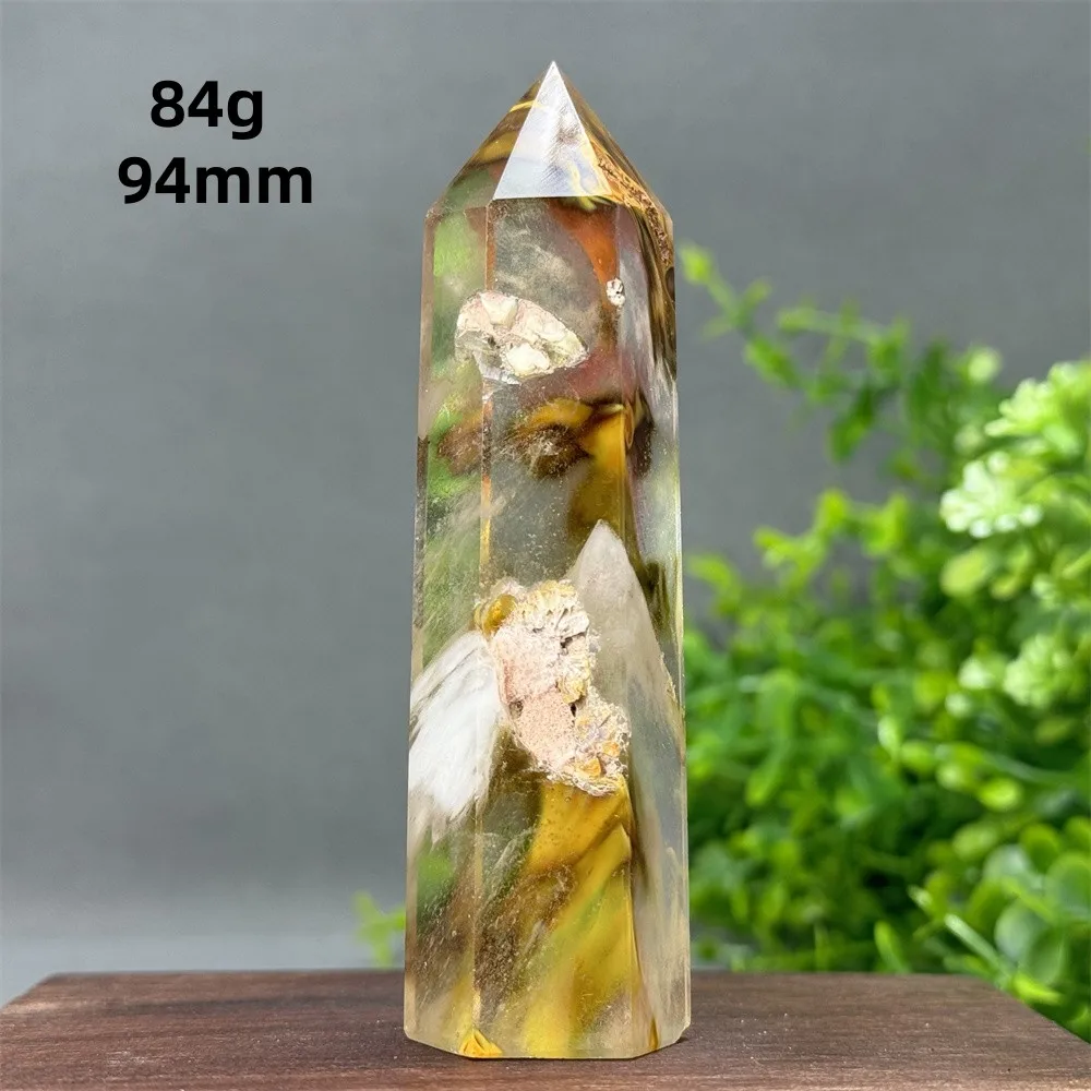 Artificial Quartz Tiger Skin Smelting Obelisk Hexagonal Wand Reiki Meditation Witchcraft Sacrifice Home Decoration Energy