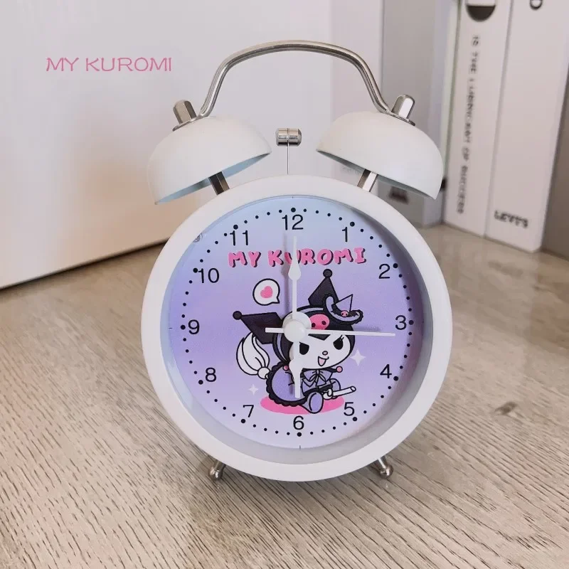 Sanrio Cartoon Silent Ring Alarm Clock Kuromi My Melody Student Bedroom Bedside Alarm Clock Super Loud Children's Birthday Gift