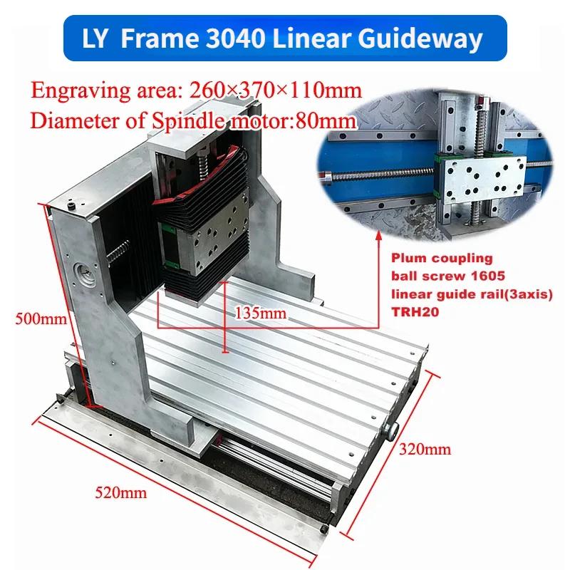 

LY Frame 3040 Linear Guideway for DIY Automatic Engraving Drilling Milling Machine Engraver Framework with Motor 3th Axis