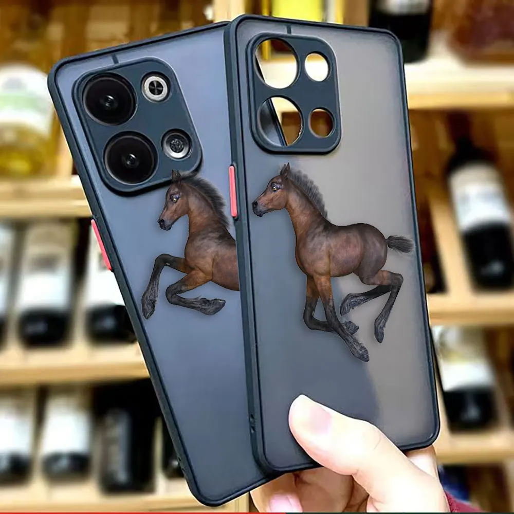 Shen Jun's Pony Horse Matte Phone Case for OPPO RENO 8 8T 7Z 7 6Z 6 5 4 3 2F 2Z PRO PLUS 4G 5G Silicone Edge PC Case Funda Shell