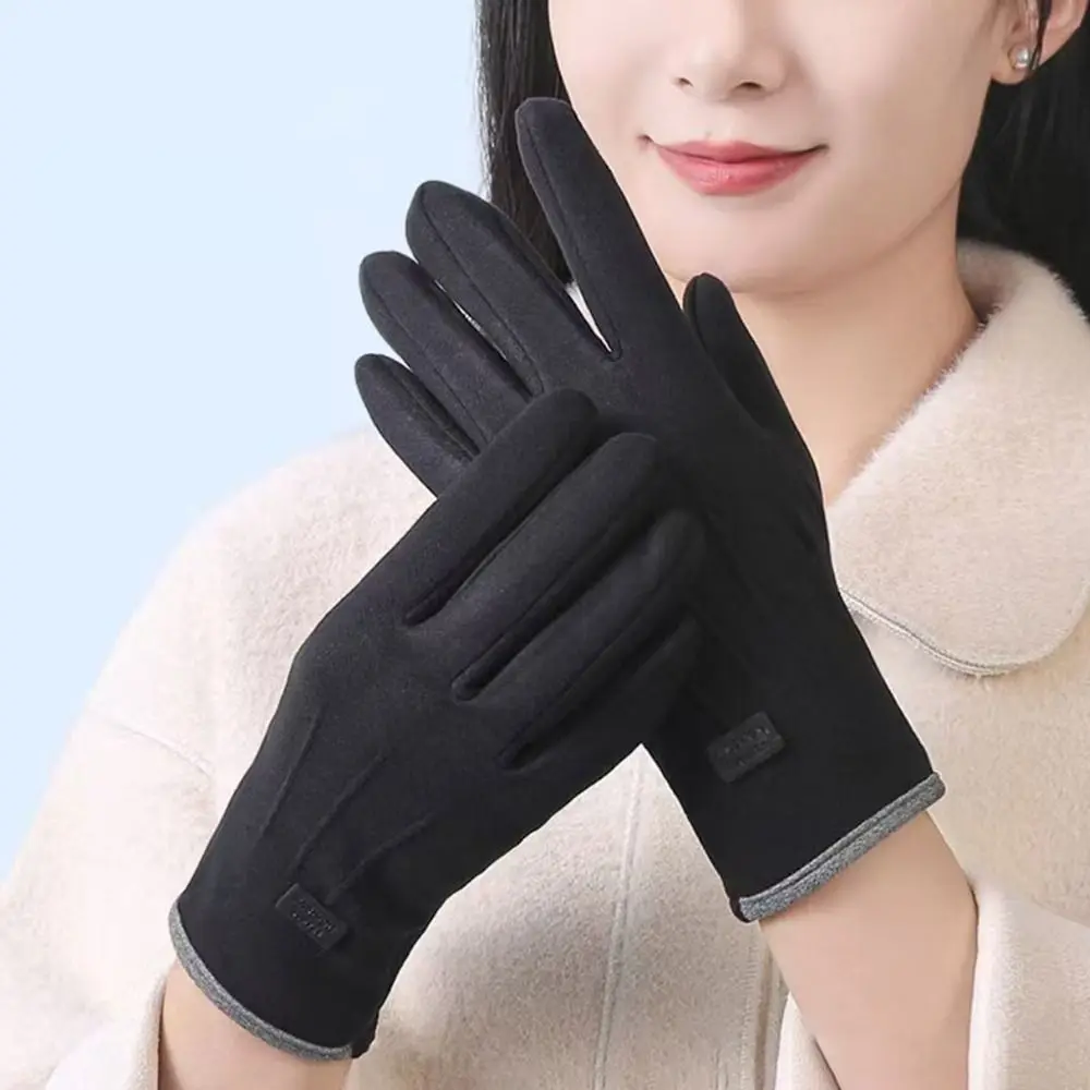 ヴィンテージ防風タッチスクリーン手袋厚い耐摩耗性暖かいミットフルフィンガーサイクリンググローブ