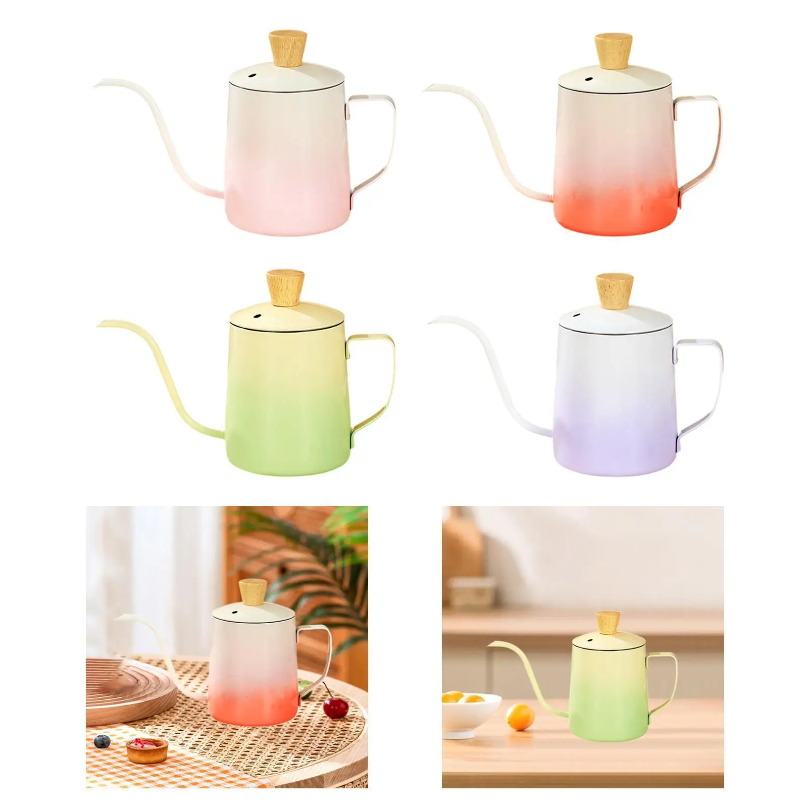 

600 мл чайник для кофе на гибкой стойке, универсальный, антикоррозийный, 8,7x9,8 см для электрических и газовых плит, стильный, прочный, нержавеющая сталь