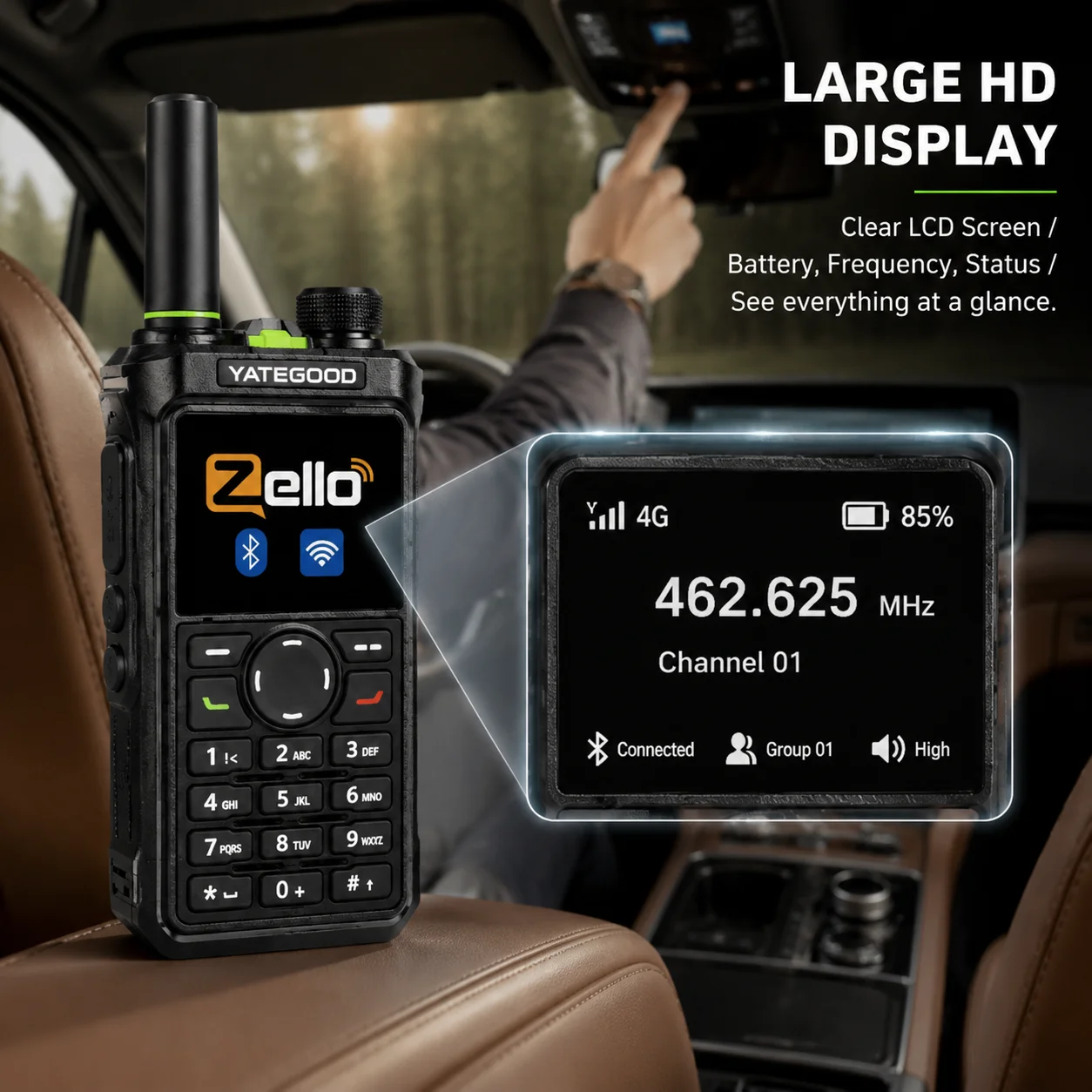 YATEGOOD G931 Zello Wireless Remote Control Walkie Talkie  Wifi Global  4G 3G  Bluetooth Mobile Phone PTT