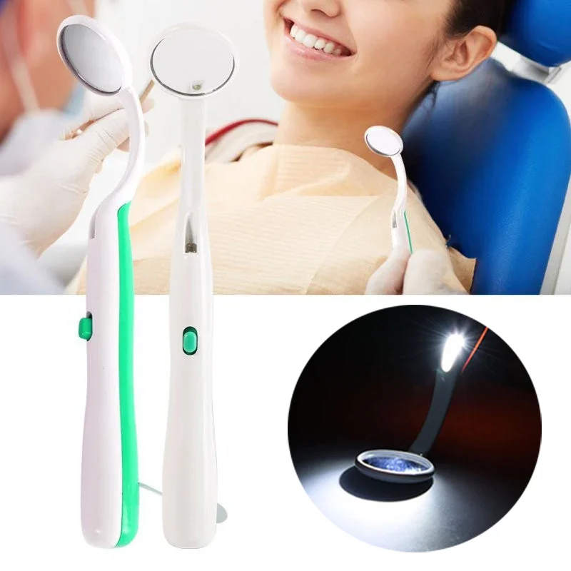 Espejo Led Dental antiniebla, herramienta con mango de plástico para dentista, limpieza de dientes, inspección, instrumento de dentista, 1 Uds.