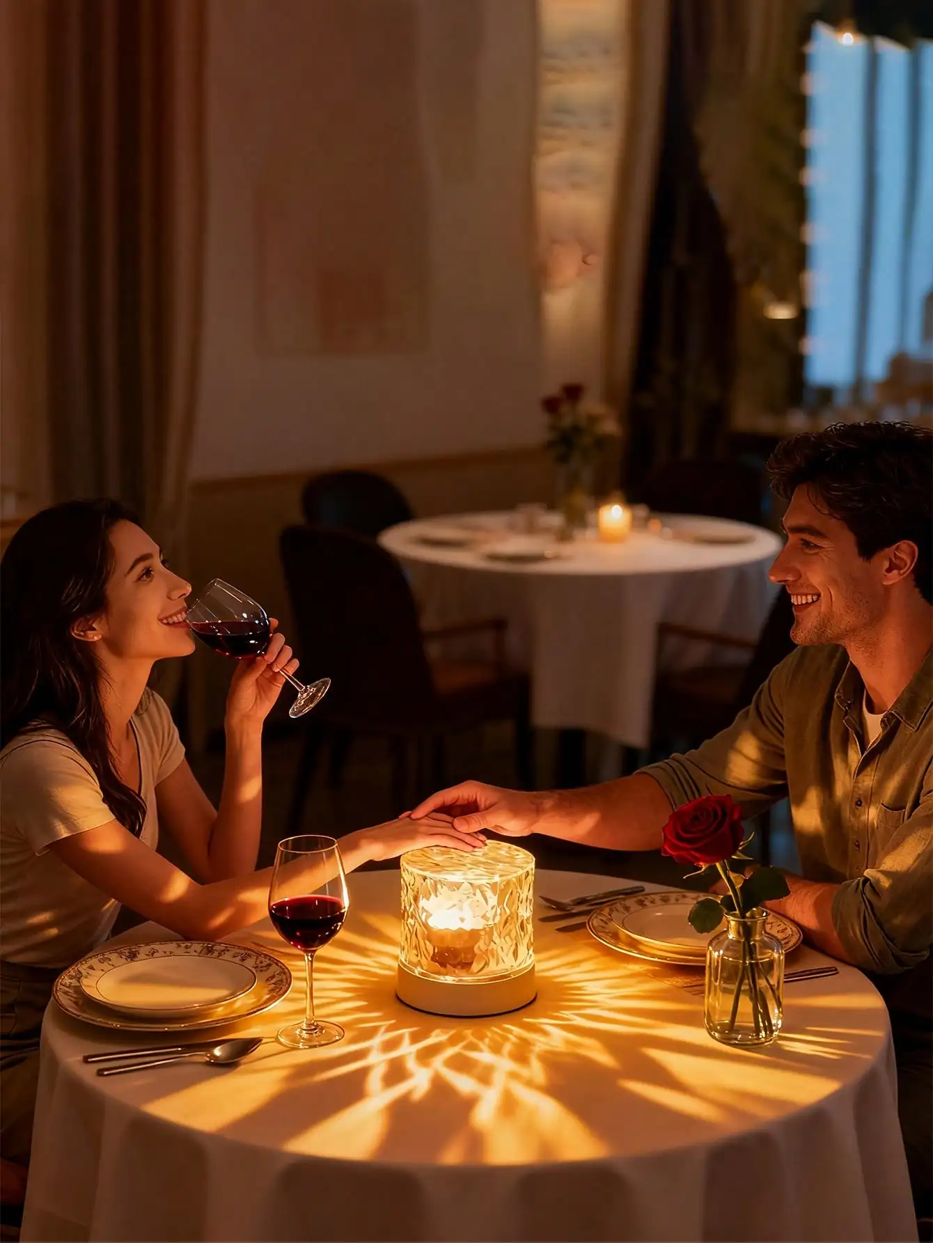 1PC USB Rotating Projection Lamp: Wave/Flame/Starry Sky Dynamic Atmosphere Light for Home & Party