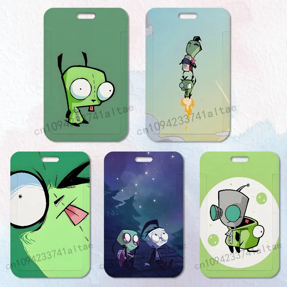 

Cartoon I-Invader-Z-Zim Badge Holder Pass Bus Work Card Cover Chest Pocket Students Gift ID Card Holder