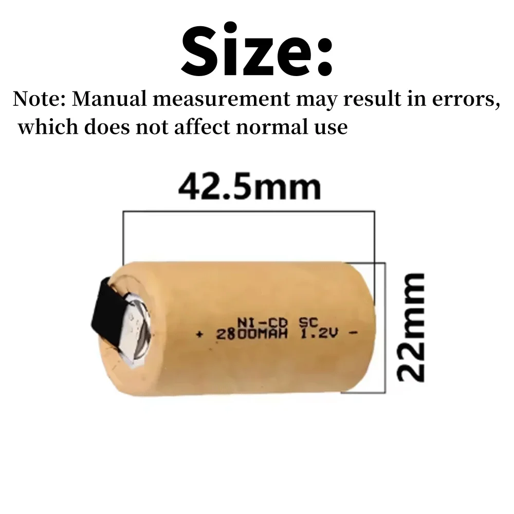 NI-CD Bateria Recarregável para Chave De Fenda Elétrica, Ferramentas Elétricas, Broca De Mão, SC, 1.2V, 2800mAh