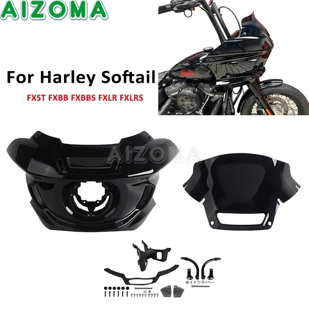

ST Style Headlight Fairing Motorbike Light Cowl Support Bracket Holder For Harley Standard FXST Street Bob FXBB FXBBS FXLR FXLRS