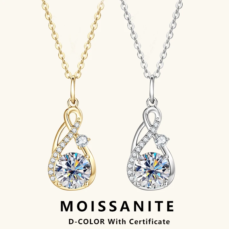 

Ожерелье Lnngy Collar Plata из стерлингового серебра 925 пробы, сертифицированное 8 мм, 2,8 мм и 1,2 мм, ожерелье бесконечности с муассанитом круглой огранки для женщин, подарок