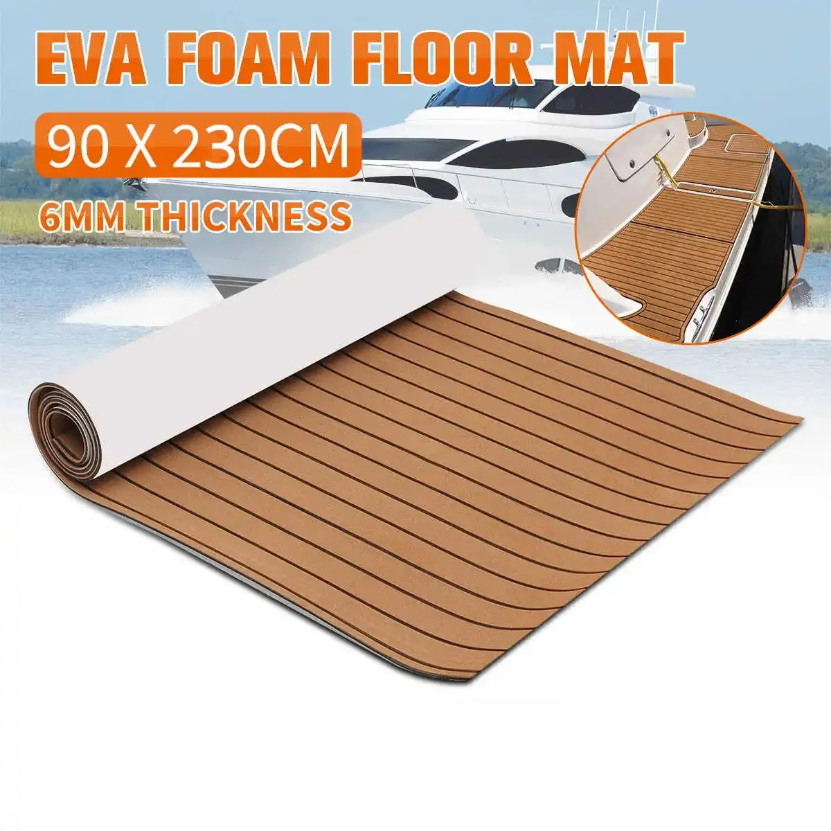 

Self-Adhesive EVA Foam Faux Teak Boat Decking Sheet Marine Flooring For Boats Yacht RV Floor Mat Pad Carpet Boat Accessories