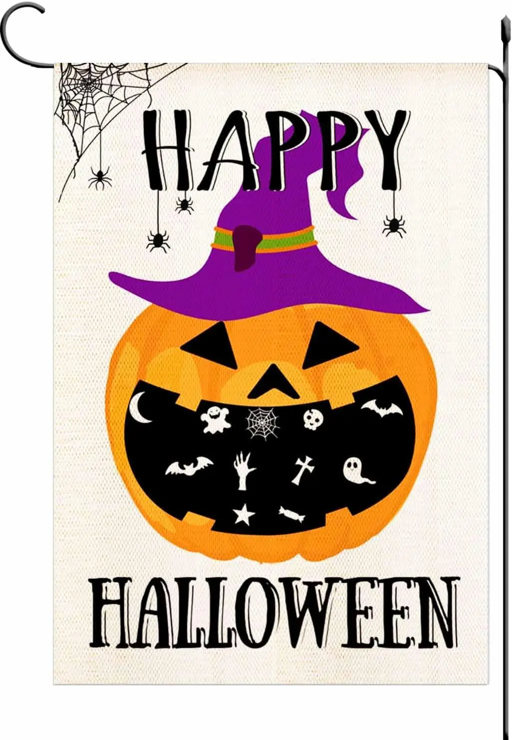 Happy Halloween Garden Flag Cute Pumpkin Ghost Boo Garden Flag Double Sided Seasonal Holiday Burlap Garden Flag Outdoor Decor 12