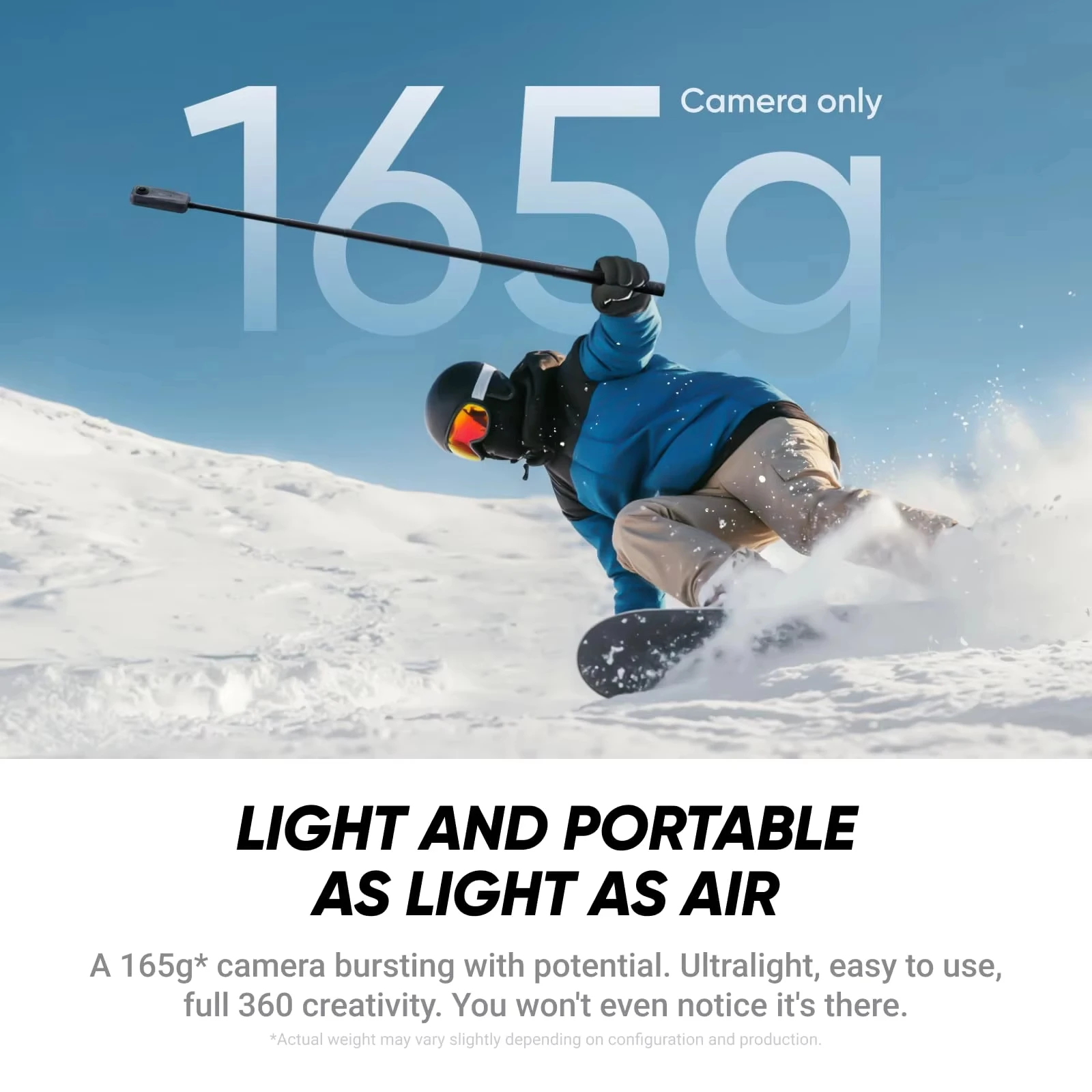 Insta360 X4 Air - كاميرا 8K 360، تأثير عصا السيلفي غير المرئية، واقي الرياح المدمج، تثبيت الحالة المتدفقة، تطبيق يعمل بالذكاء الاصطناعي