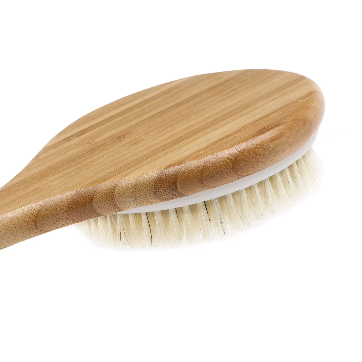 Bamboo Bath Brush Medium Stiffness Bristles Long Handle Hanging String Exfoliating Shower Brush Body Massage Skin Softener Dead