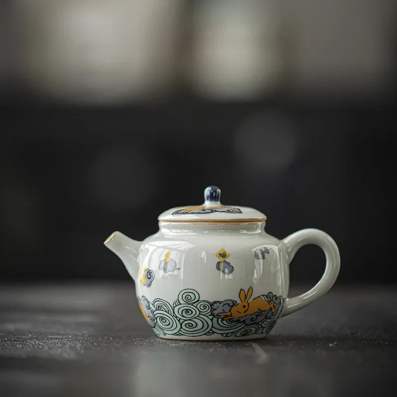 Rabbit Cute Chinese Ceramic Kettle Teapot Tea Ceremony Set Milk Oolong Tea Tie Guan Yin Jasmine Cartoon Teaware Type Lily Deng