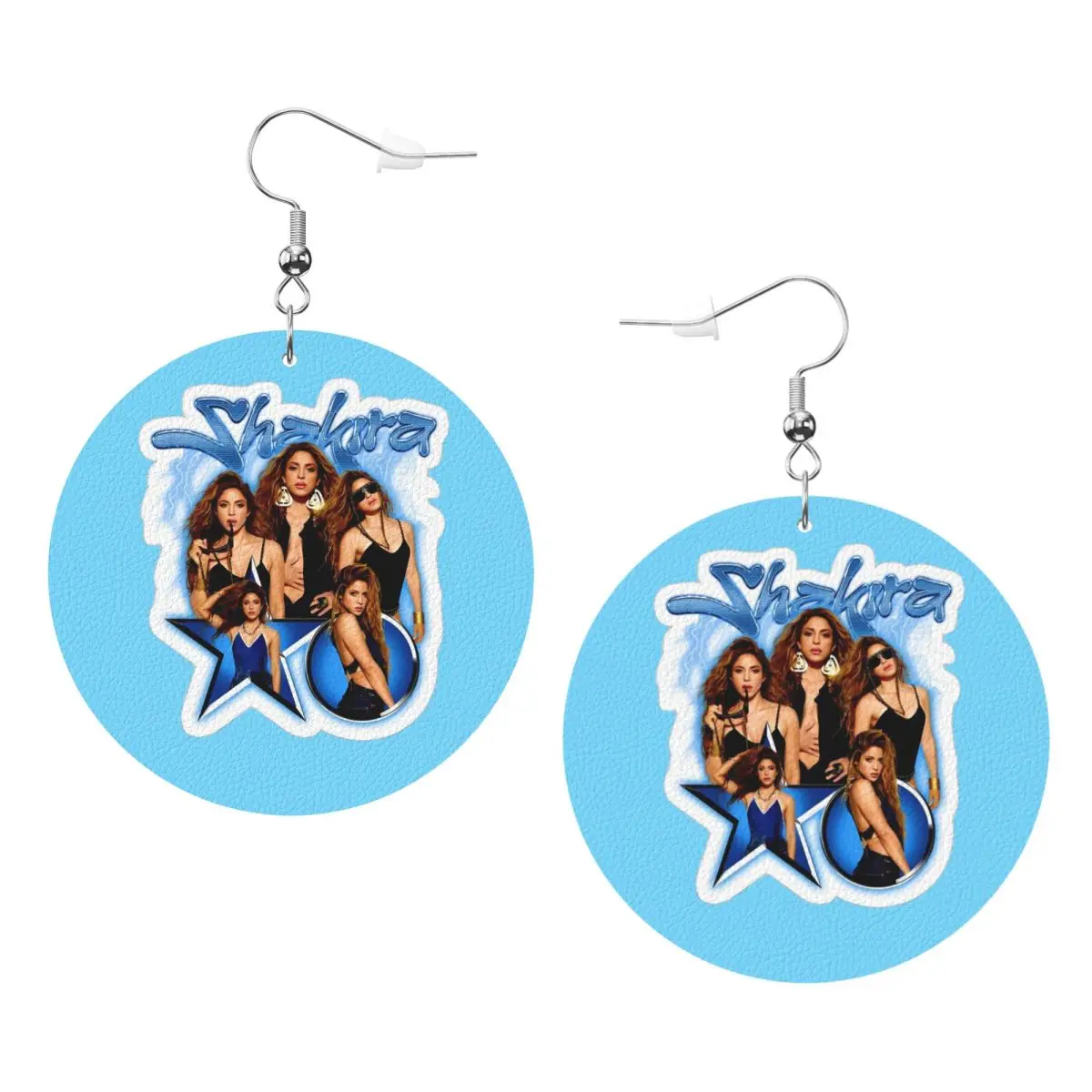 

Custom Shakira Singer Star PVC Leather Earrings Dangle Earrings Jewelry For Women Songs Music For Wife Mother Gift