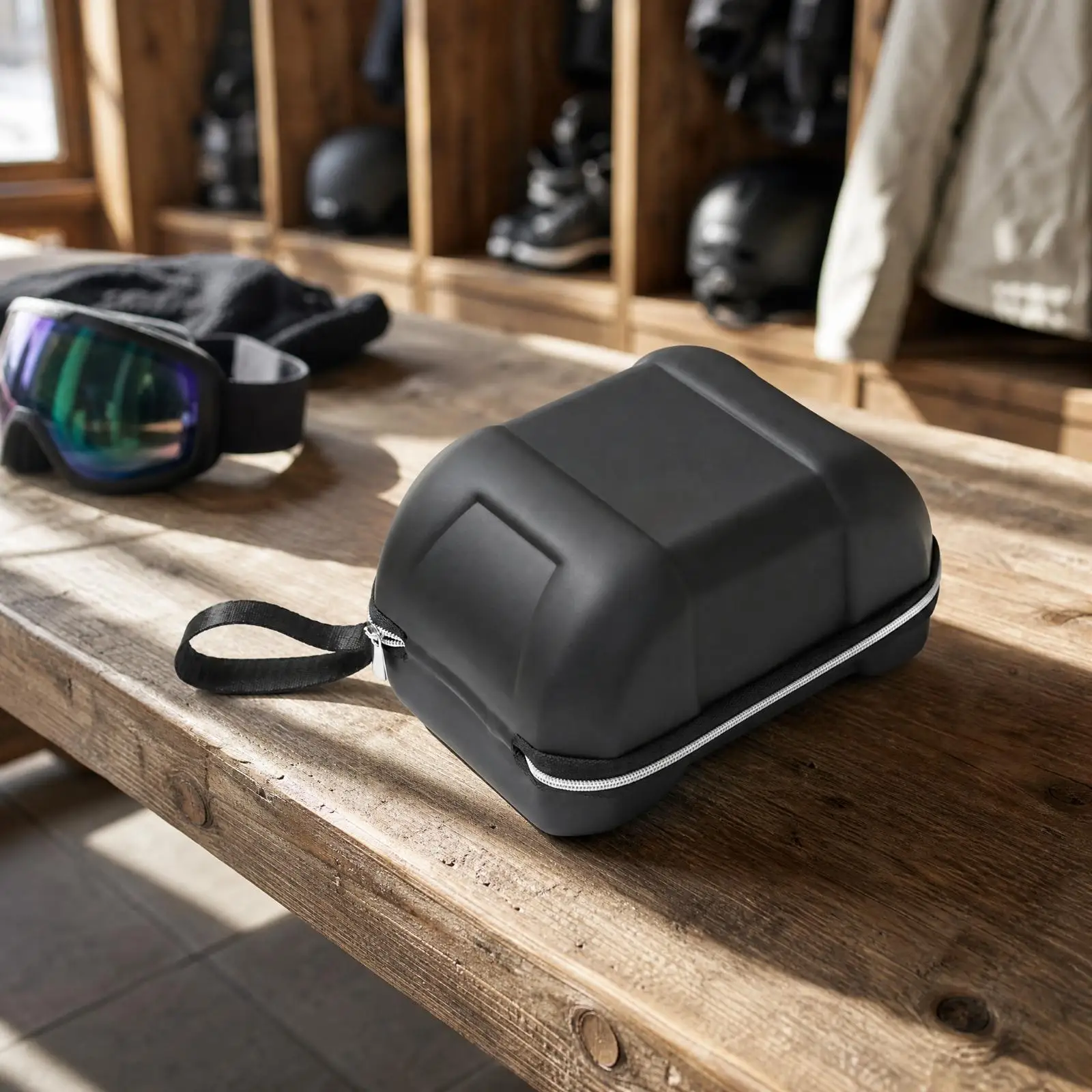Compact Ski Goggle Case for Travel with Pressure Resistant Shell and Carry Handle