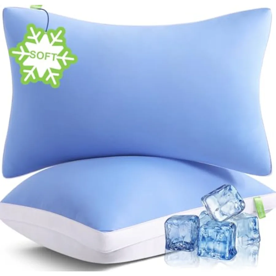 Juego de 2 Almohadas Suaves y Sedosas Tamaño Queen, Almohadas de Cama de Lujo Alternativas al Plumón para Hotel, Paquete de 2 para Dormir de Lado, Boca Arriba o Boca Abajo, con Refuerzo