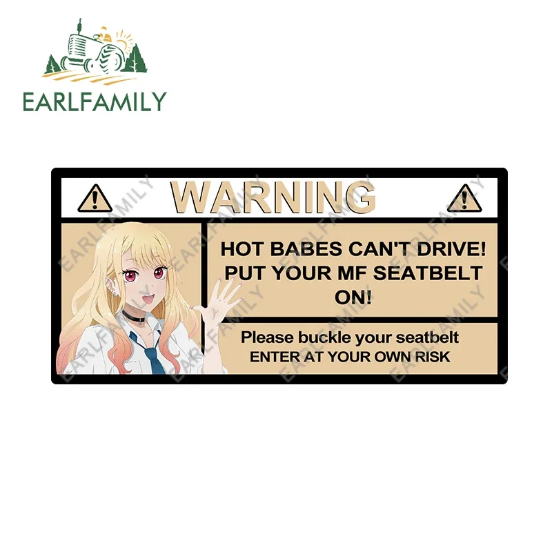 EARLFAMILY 13cm X 6.2cm For Kitagawa Marin Warning Drive Car Stickers Motorcycle Campervan Car Accessoires Decal Graffiti RV JDM
