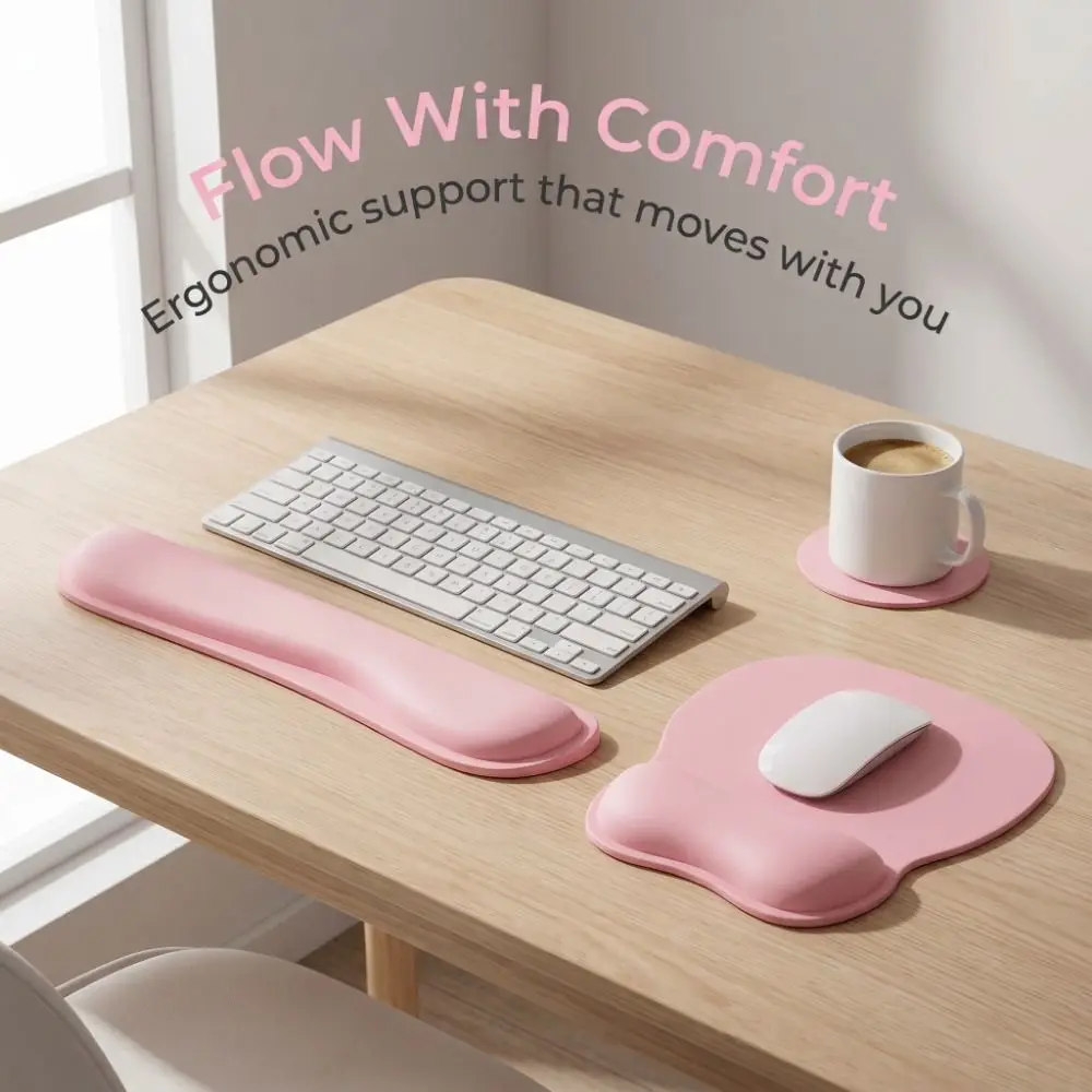 3Pcs Comfortable Keyboard Wrist Rest Set Non-Slip Base Soft Wristband Mouse Mat Ergonomic Hand Rest Mouse Wrist Support Pad