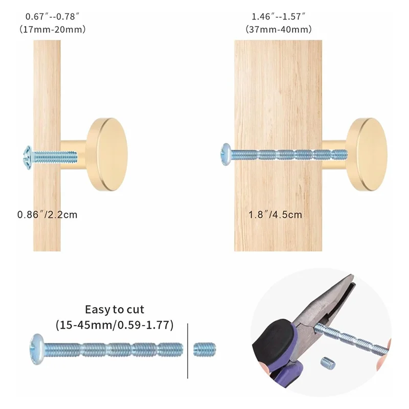 -A25M ゴールドキャビネットノブ - 8個のつや消し真鍮ラウンドプルハンドル キッチン、ドレッサー、食器棚、ワードローブ、家具用