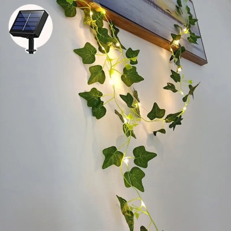 7M/12M Fairy Lights ivy String LED Solar Light Vine Maple Leaf Waterproof Garland Solar Lamp Christmas for Garden Decoration