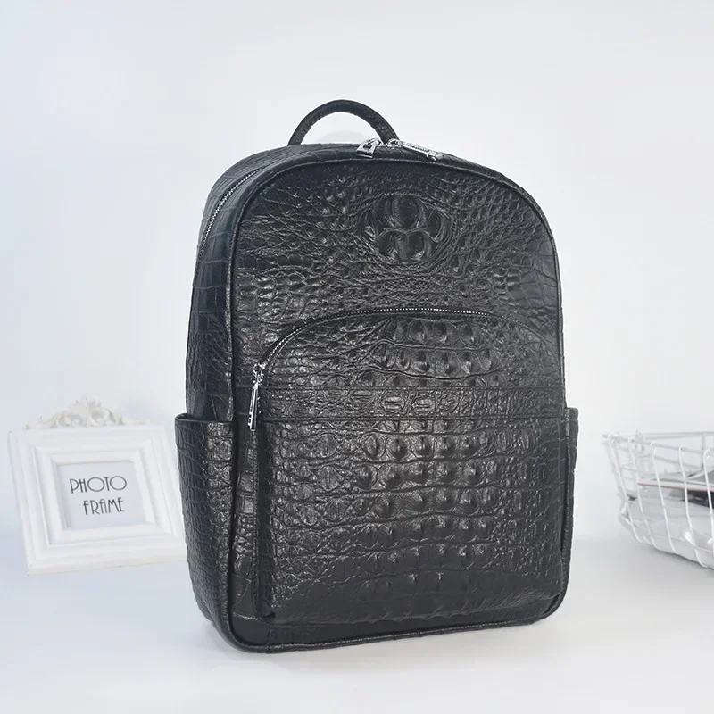 New Fashion Cow Genuine Leather Men Backpacks Alligator Real Leather Student Backpack Boy Luxury Brand Large Computer Laptop Bag