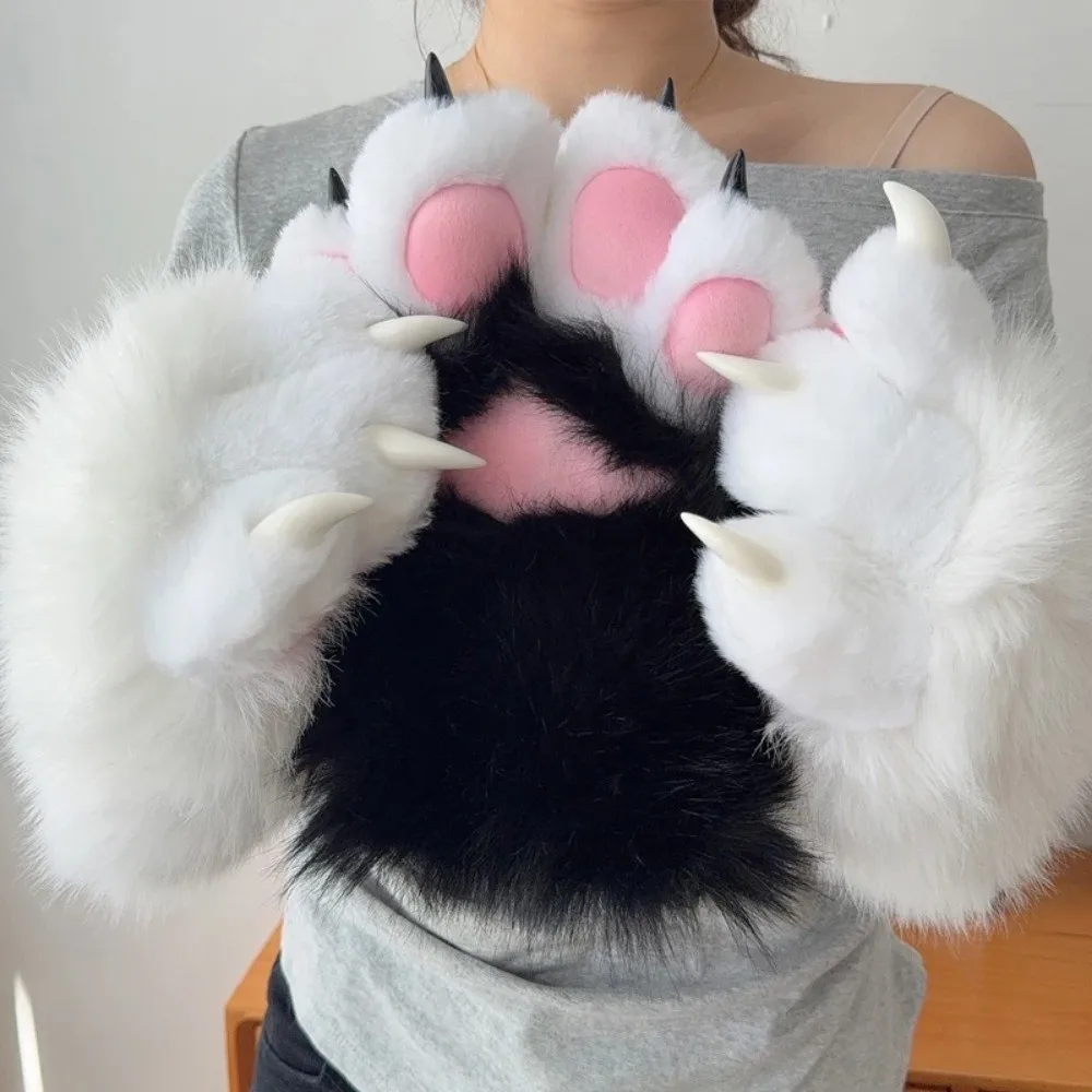 1 Stück Neuer Plüsch-Cosplay-Katzenpfoten-Handschuh Verdickte Quietschende Katzenpfoten-Fäustlinge Cartoon-Tier-Cosplay-Handschuh Geschenke – Detail 4
