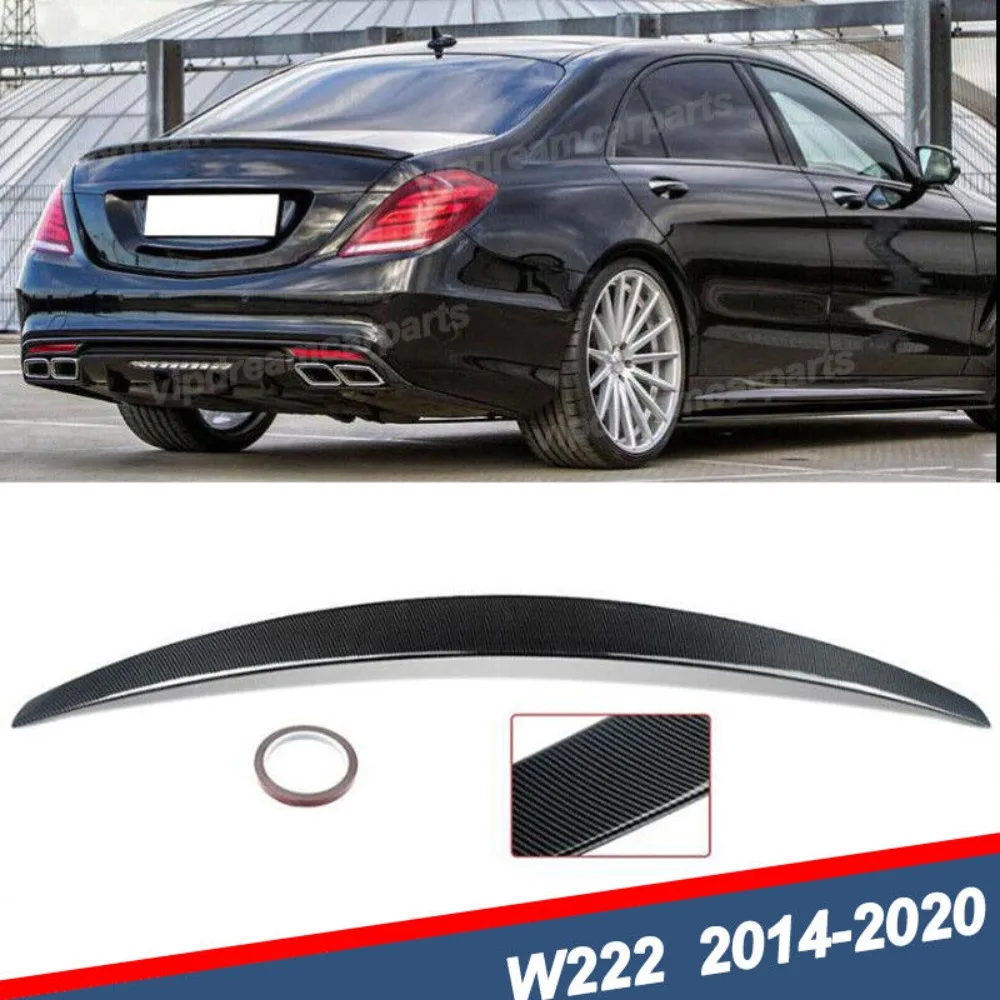 

For Mercedes Benz S Class W222 2014-2020 Rear Trunk Spoiler Wing Carbon Look ABS United States