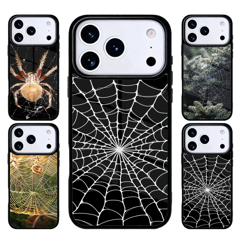 حافظة هاتف Spider Spider Web لهاتف iPhone 17 Air 16 15 14 13 12 11 Pro Max Plus