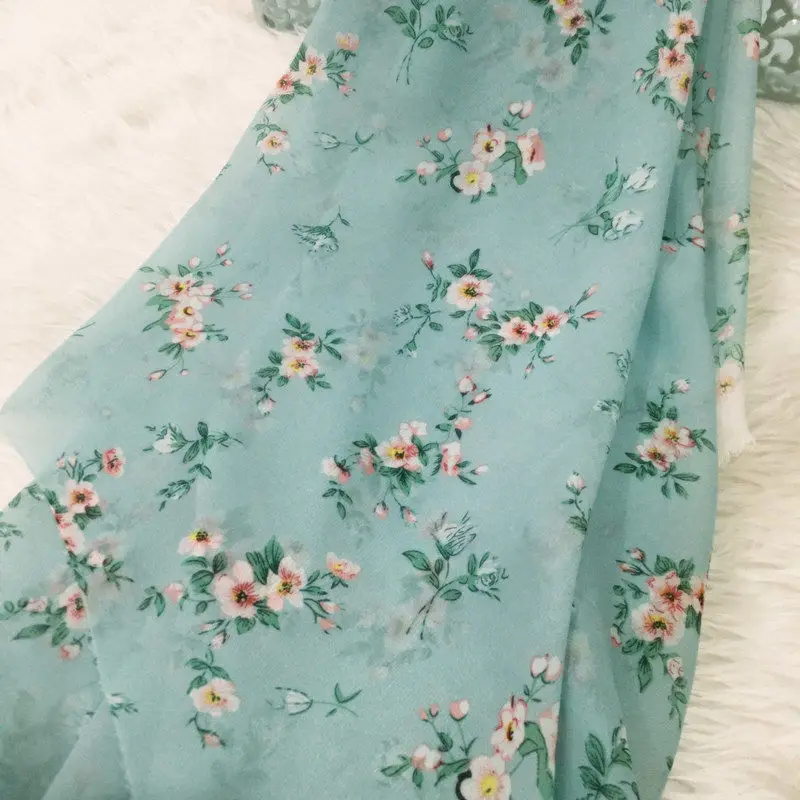 100X150cm Tull Print Floral Chiffon Clothing Fabrics Designer By The Meter for Sewing Dress Coat DIY Needlework Material