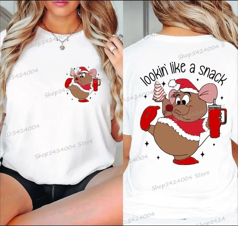 

Fun Anime Character T-shirts Women "Looking Like A Snack" Christmas Shirt Cartoon Xmas Cloothing Gifts