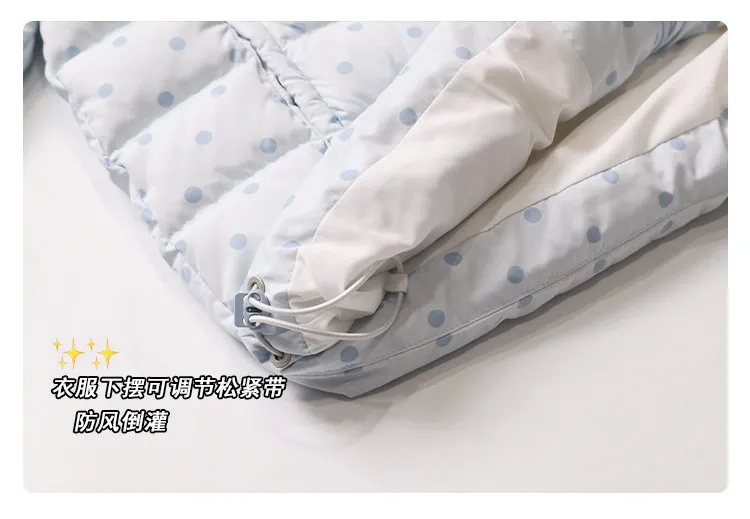 Korean Cropped Polka Dot Hooded Cotton-padded Jacket Women Zip Up Casual Winter Warm Outerwear Woman Sweet Cute Puffer Jackets