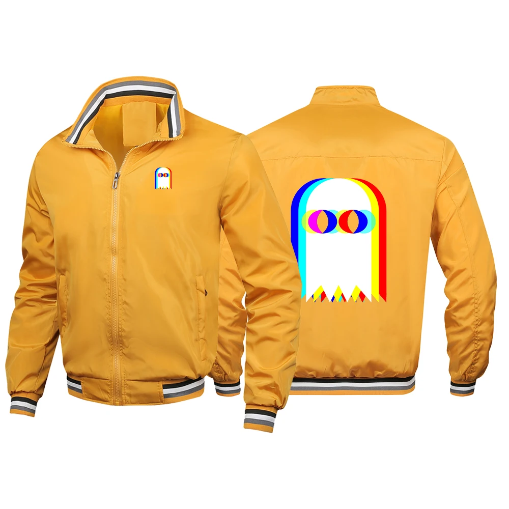 New Hoodies Men's 2025 Funny Ghost Psychedelic Vaporwave Halloween EDM Music Casual Coat Men's Military Windproof Jacket