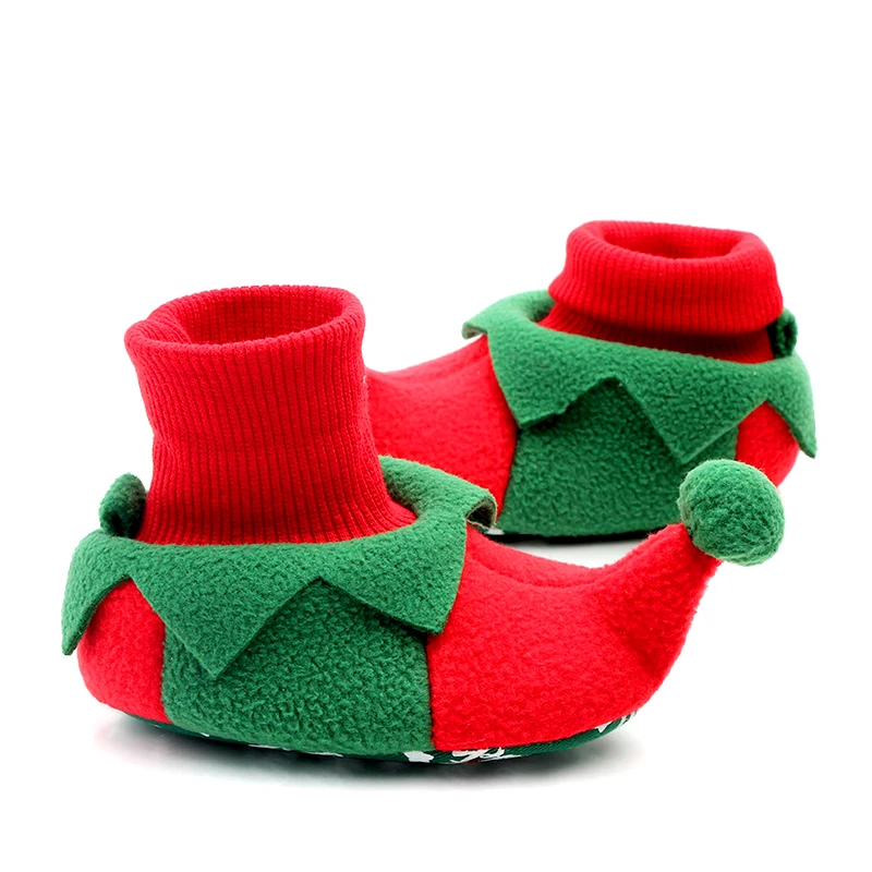 1 Pair Christmas Infant Shoes Cartoon Santa Elk Cotton Socks Boys Girls Winter Thicken Anti-slip Warm Floor Sock Newborn Toddler