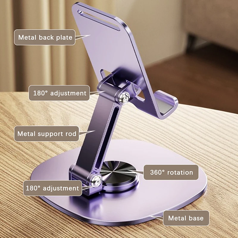 Metal 360 Rotate Mobile Phone Holder Adjustable Flexible Folding Mobile Phone Stand Mount Desktop Tablet Stand