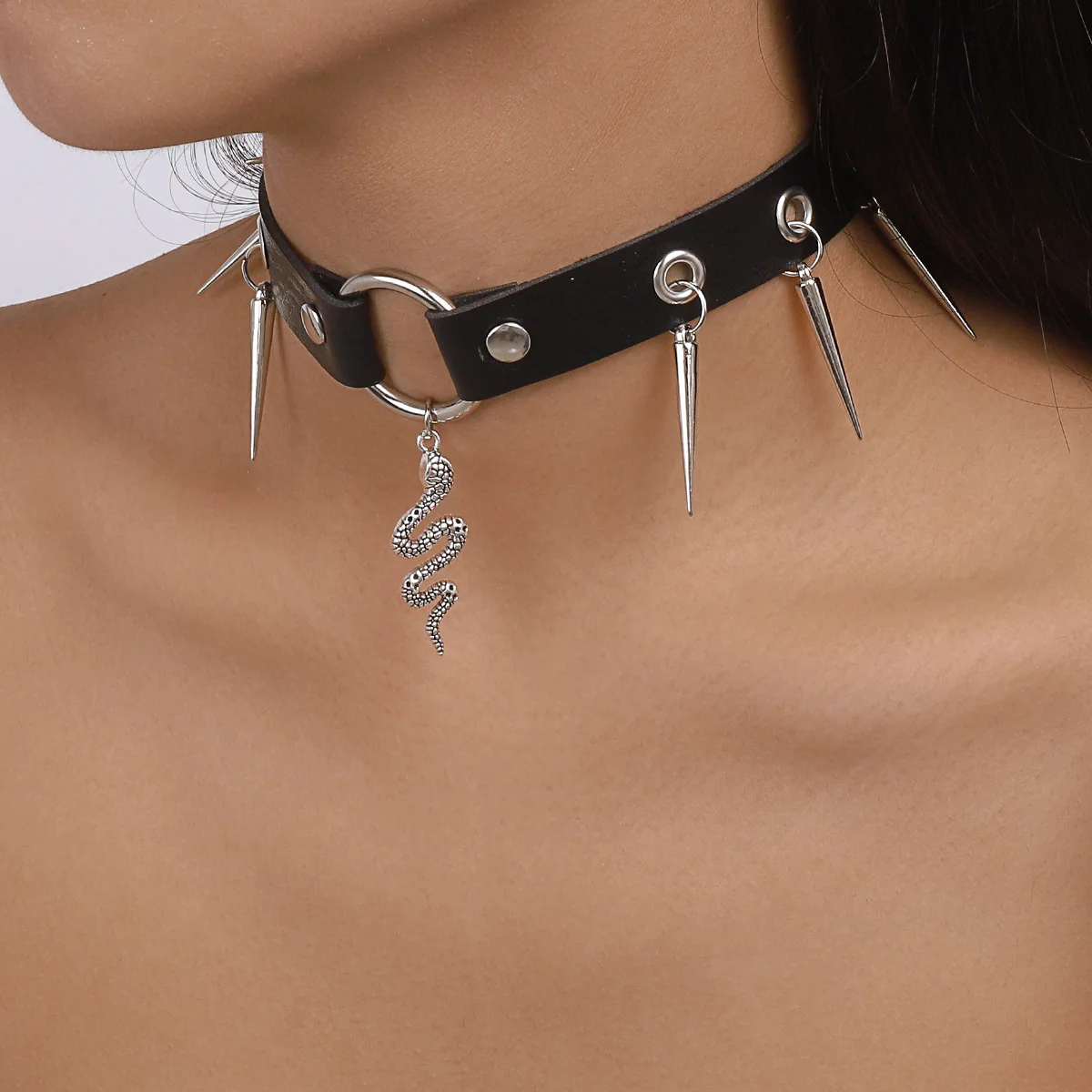 Punk Rock and roll Gothic Individuality Hip hop Originality Leather Hip hop The snake Bat Scorpion Spider Rivet Bind Choker