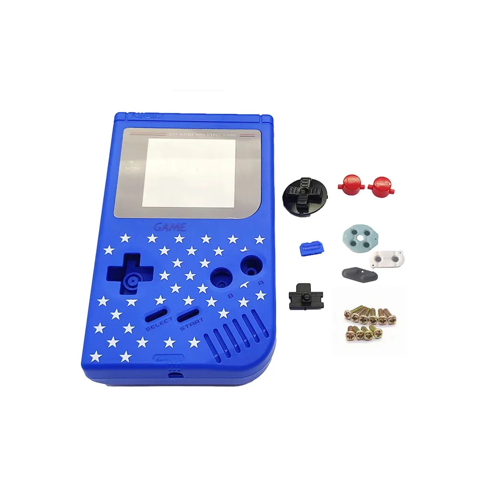 10PCS Full Set classic Housing Shell Case Cover Repairt Parts For Gameboy GB Game Console  With Buttons Screws  sky star blue