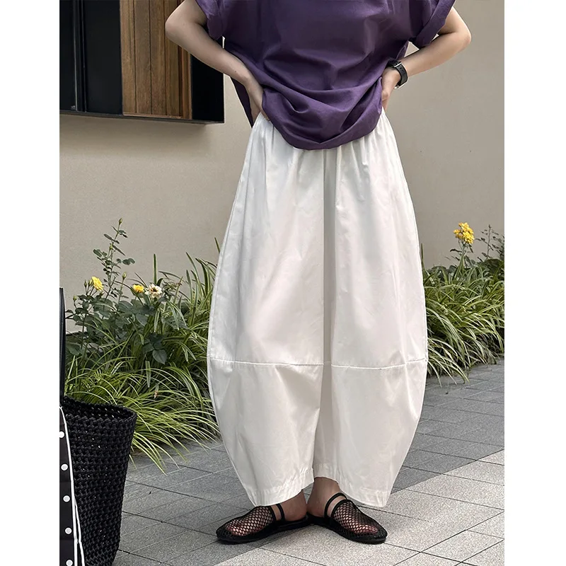 

2025 Spring Summer New Loose Lantern Wide Leg Pants Women Female Ladies Casual Straight Trousers Slimming Artistic Style Trendy