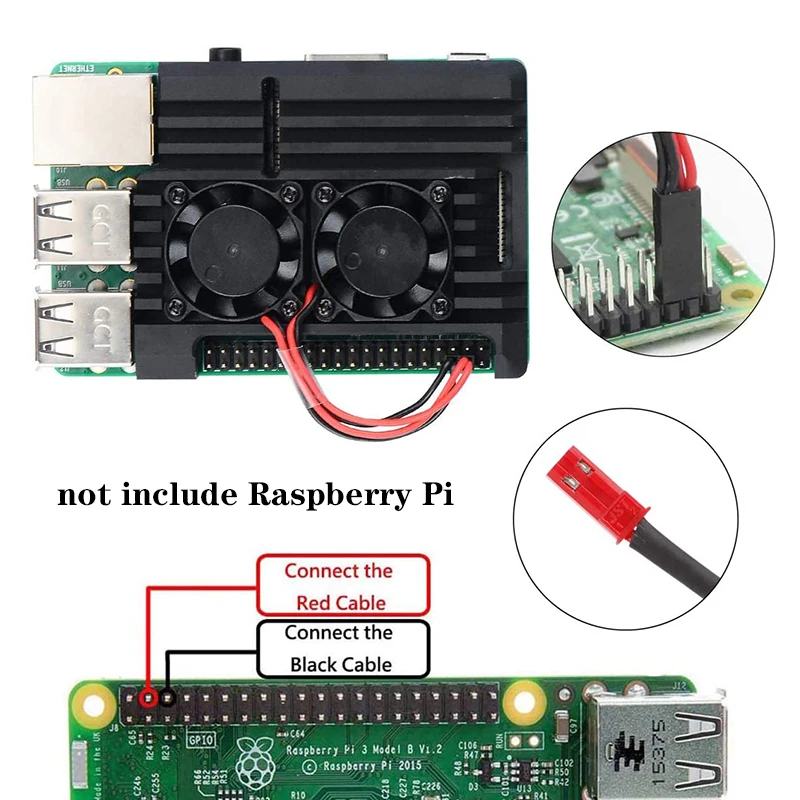 Raspberry Pi 4 Aluminum Case Alloy Metal Shell Enclosure Dual Cooling Fan Thermal Pad Heat Sink for Raspberry Pi 4B 3B 3B+