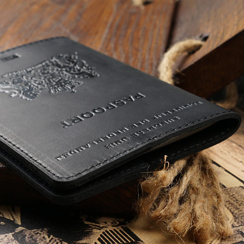 Dutch Passport Cover - Genuine Leather Netherlands Travel Wallet with Credit Card Slots & RFID Blocking
