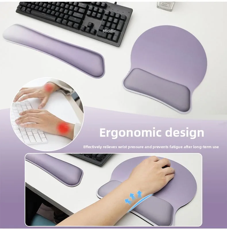 Memory-Schaum Handgelenkauflage-Set Tastatur-Mauspad Ergonomische Unterstützung für Büro und Gaming 7 Farbverläufe – Detail 2